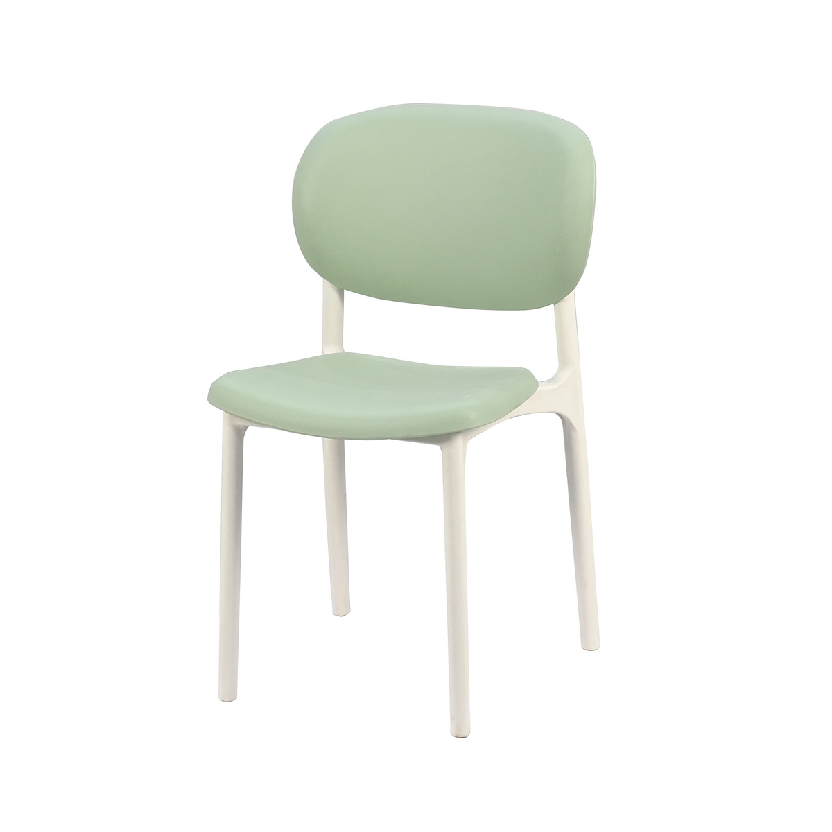 PP side chair with a rounded back panel in Sage green and warm white, GEYA Seating PC-103