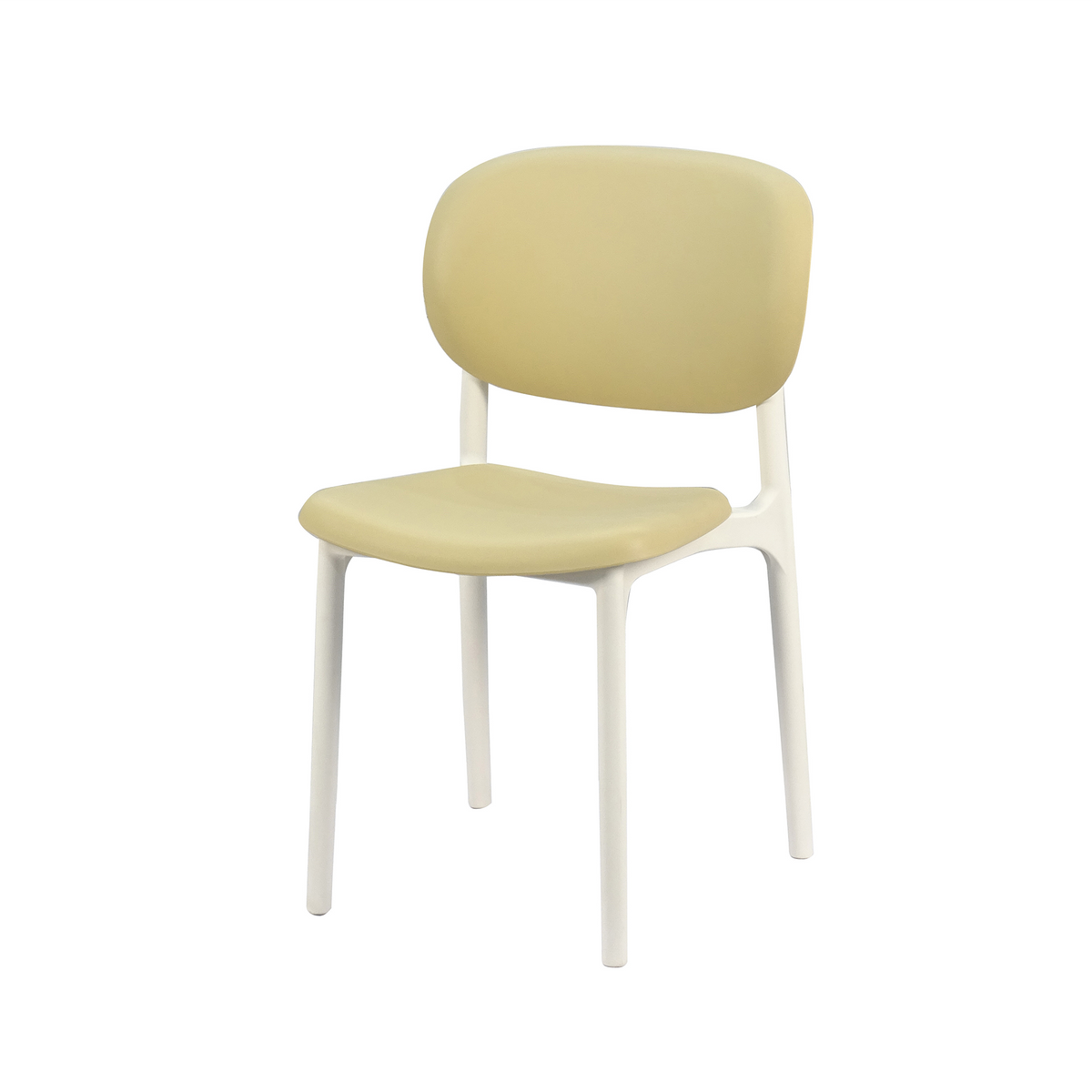 PP side chair with a contoured seat and rounded front edge in Soft yellow and warm white PC-103
