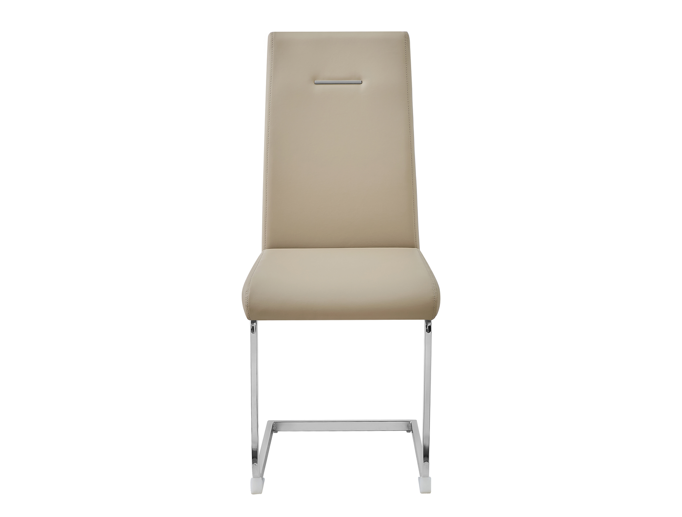 PU cantilever meeting chair front view showing horizontal metal accent and full upholstered backrest in Cappuccino, DC-3037
