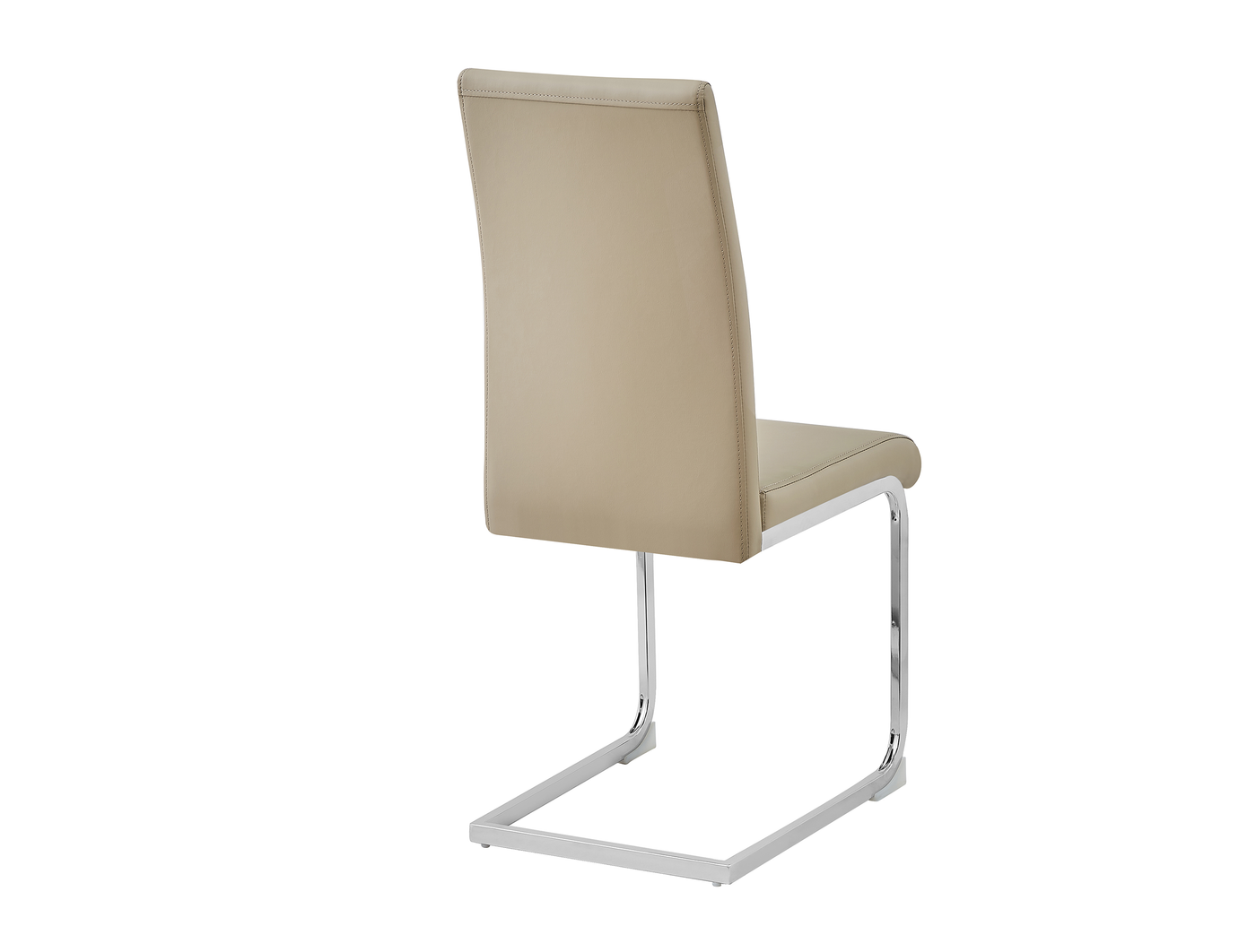 PU cantilever meeting chair rear view showing complete outer back upholstery and rectangular chrome cantilever base in Cappuccino, DC-3037