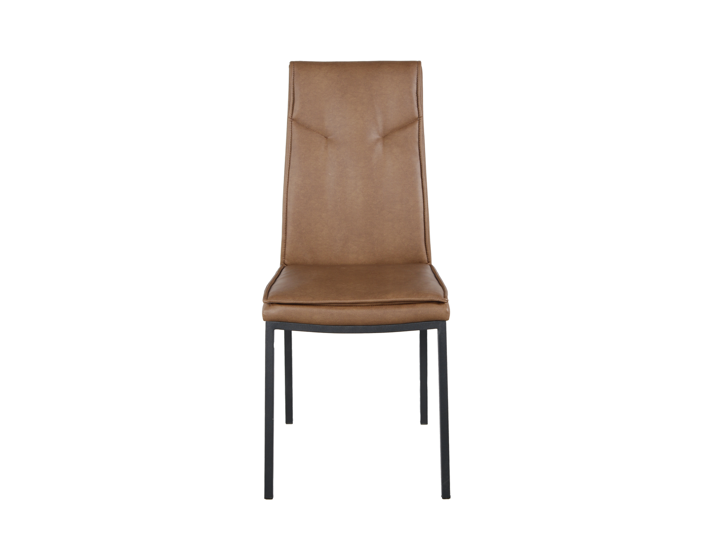 Upholstered high-back armless PU dining chair front view with fold-over backrest and piped seams, GEYA Seating DC-1552