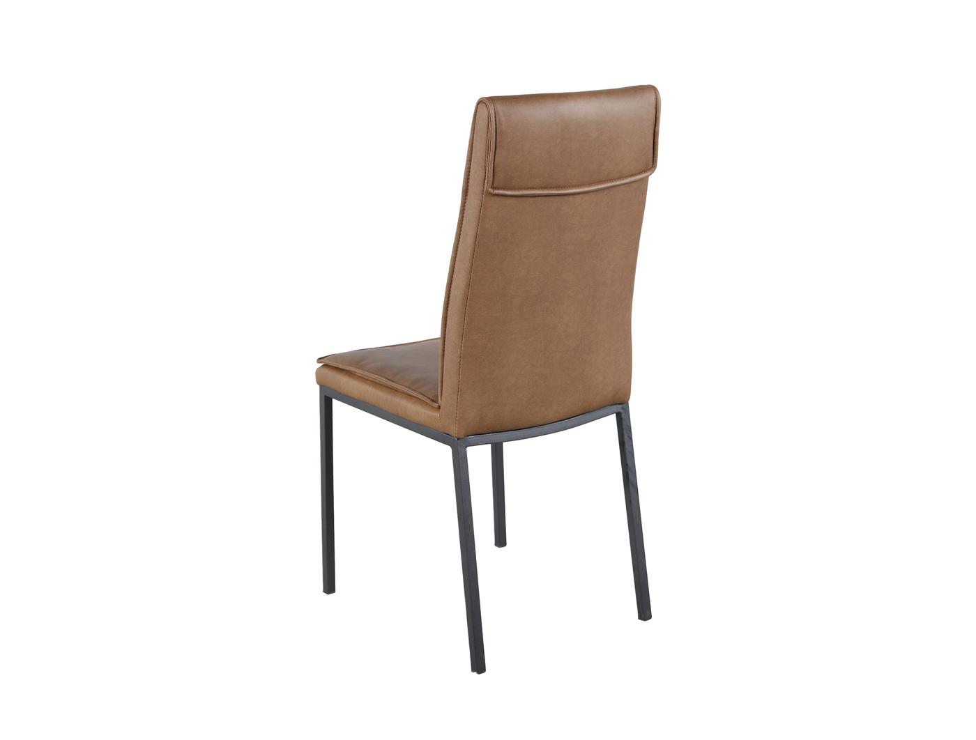 Fully upholstered outer back of PU dining chair with 20×20 mm square-tube steel frame and black powder-coated finish, DC-1552