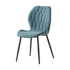 Quilted fabric dining chair in teal with tapered black steel legs for café seating, DC-3071