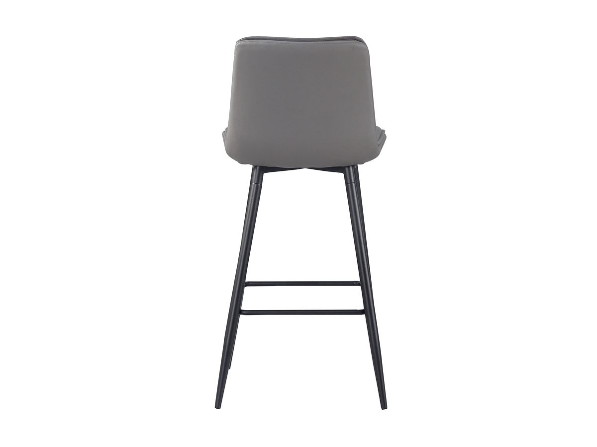 Rear view of upholstered bar stool in Mist showing tapered backrest panel and splayed steel legs BC-66-705