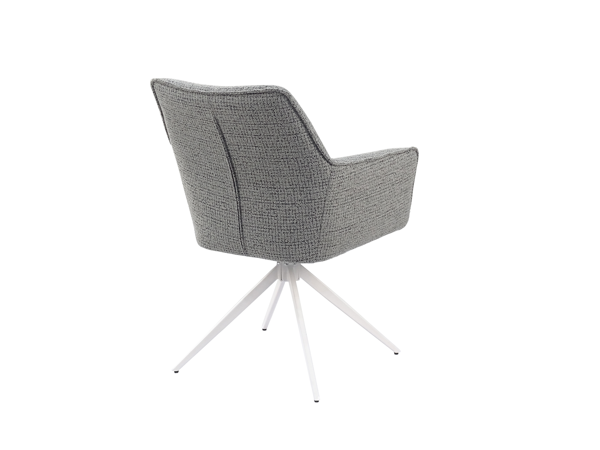 Rear view of Wraparound Upholstered Swivel Armchair in Ash Grey with white four-star swivel base (DC-5050)- GEYA Seating