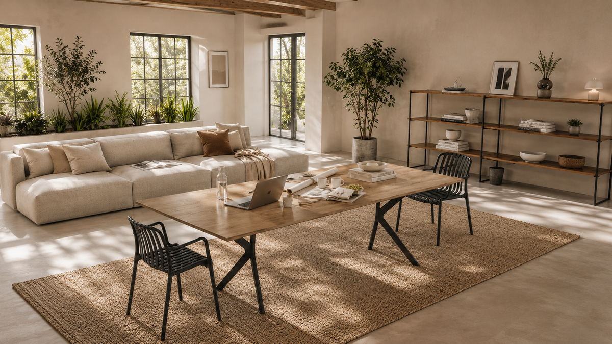 Residential Living Dining Space with Black PP Chairs with [