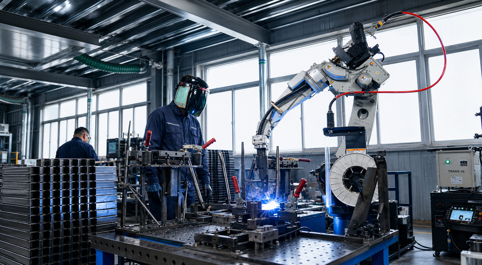 Robotic welding process for precision metal chair frames supporting OEM and ODM seating production