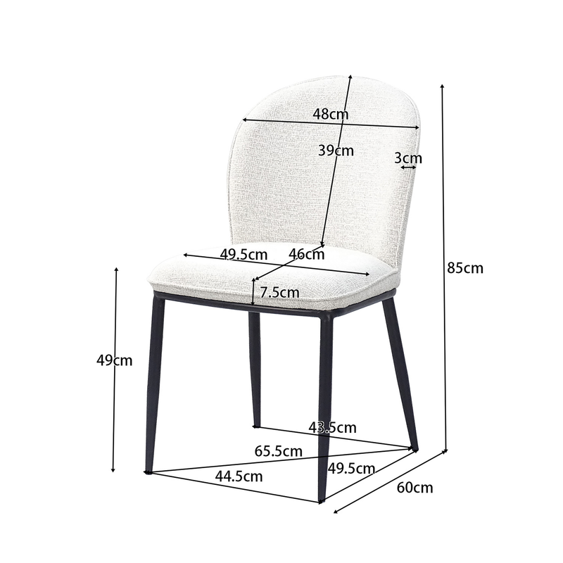 Dimension drawing of rounded-back dining chair DC-3061 showing overall height 850 mm, width 490 mm, depth 580 mm and seat height 490 mm