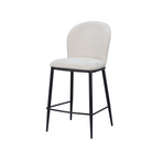 Rounded-Back Linen-Look Counter Stool in Chalk with black metal footrest frame — BC-75