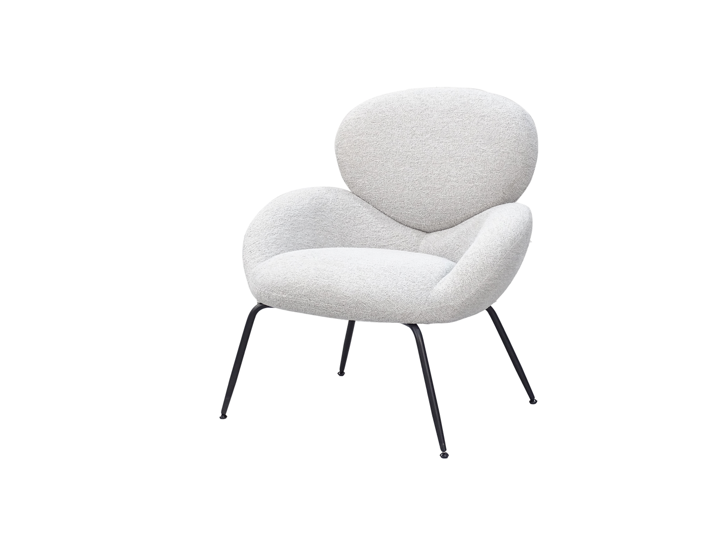 Petal-Form Rounded Bouclé Lounge Chair(RC-06) — Three-Quarter View — GEYA RC-06