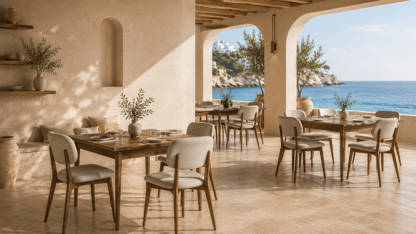 Arched Dining Room, Coastal Light with [