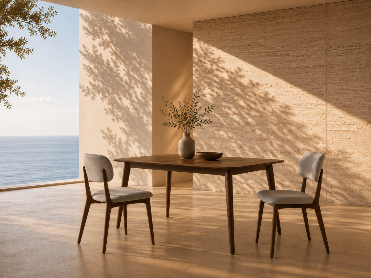 Rounded Cushion Dining Chair — Warm Light Dining Nook with [