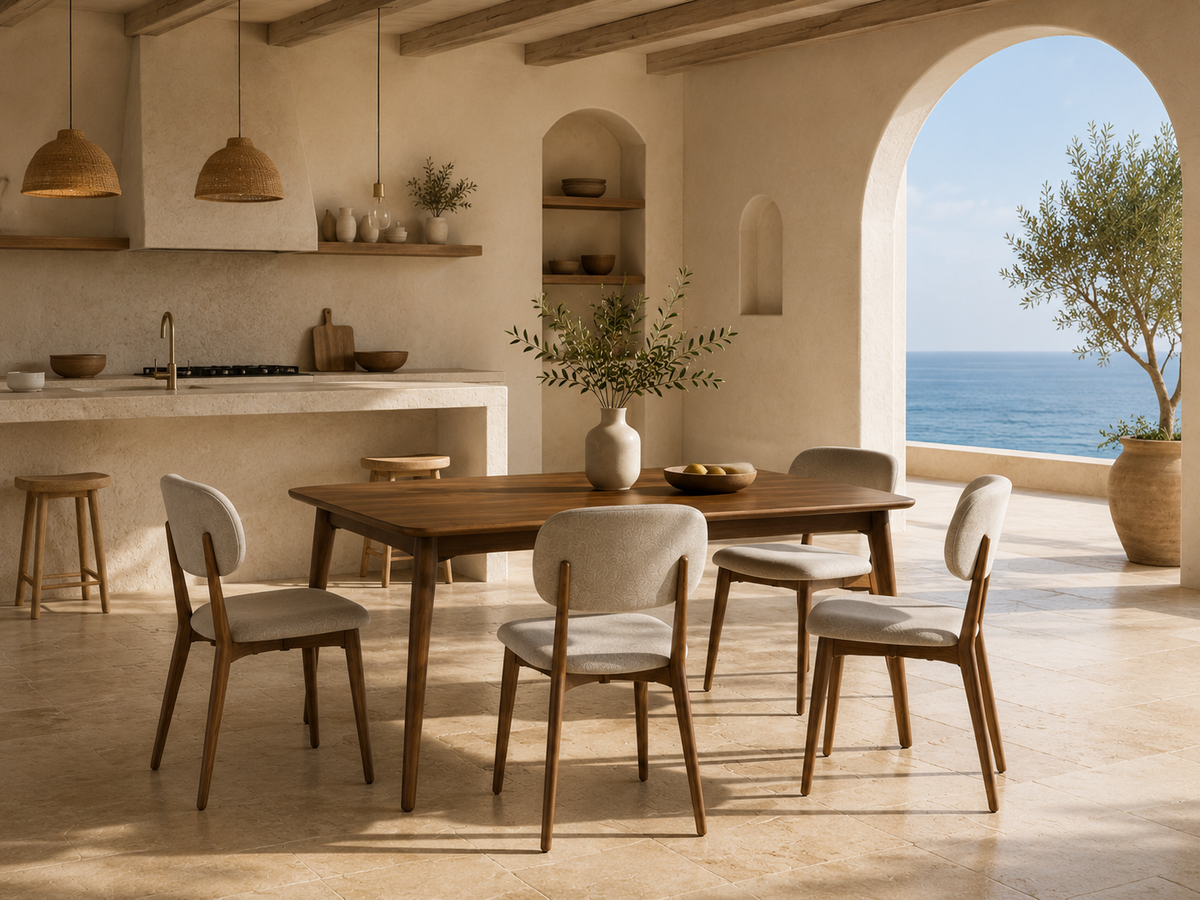 Rounded Cushion Dining Chair — Open-Plan Kitchen Dining with [