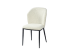 Ivory sculpted back dining chair with soft asymmetric backrest and slim metal legs