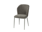Warm grey sculpted back dining chair in MIAMI woven fabric with tone-on-tone steel frame