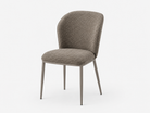 Warm taupe sculpted back dining chair for residential dining, boutique restaurants and hospitality interiors