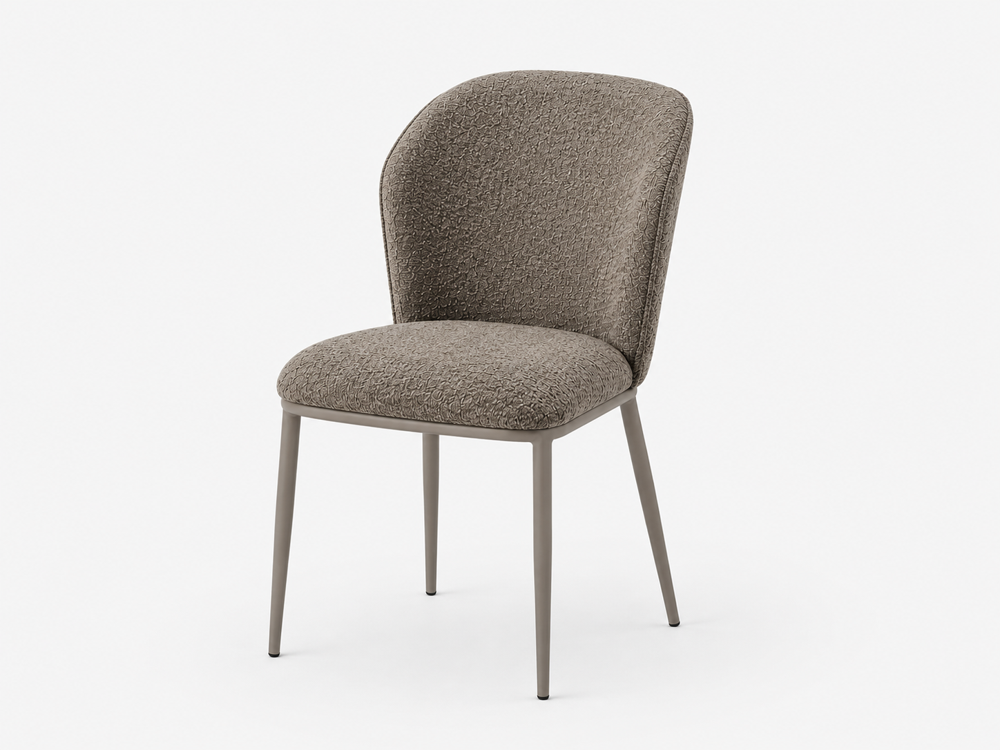 Warm taupe sculpted back dining chair for residential dining, boutique restaurants and hospitality interiors