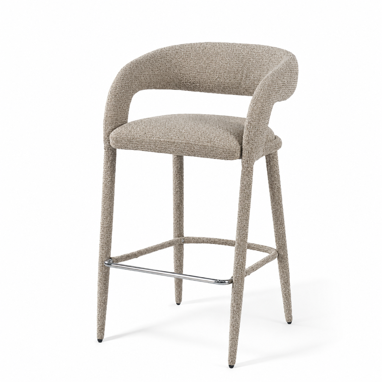 Seamless Sculptural Back Upholstered Bar Stool in Dusty Teal – BC-161