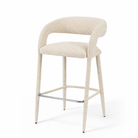 Seamless Sculptural Back Upholstered Bar Stool in Oatmeal Ivory – BC-161
