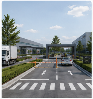 Planning rendering of separate vehicle and pedestrian routes at GEYA’s future manufacturing campus.