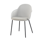 Warm white PP shell-back dining armchair with upholstered seat pad on four black steel legs PC-16