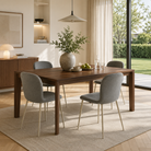 Shell back fully upholstered dining chair in graphite structured woven fabric for modern residential dining room — GEYA Seating DC-1062