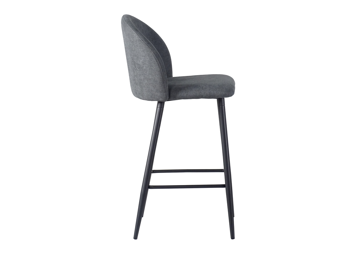 Side profile of curved bar stool in Charcoal Grey showing 30 mm slim back and 750 mm seat height BC-50-750