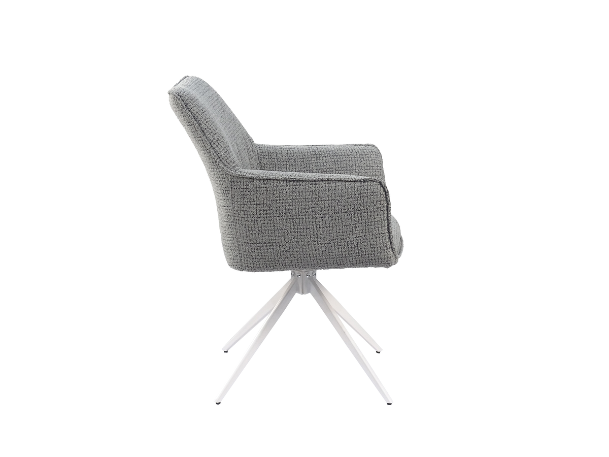 Side view of Wraparound Upholstered Swivel Armchair in Ash Grey with high-back profile (DC-5050)- GEYA Seating