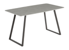 Bow-sided sintered stone dining table in grey marble effect for contract and residential dining, T-122