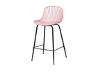 Slat-Back Polypropylene Bar Stool in Blush Pink — PC-77