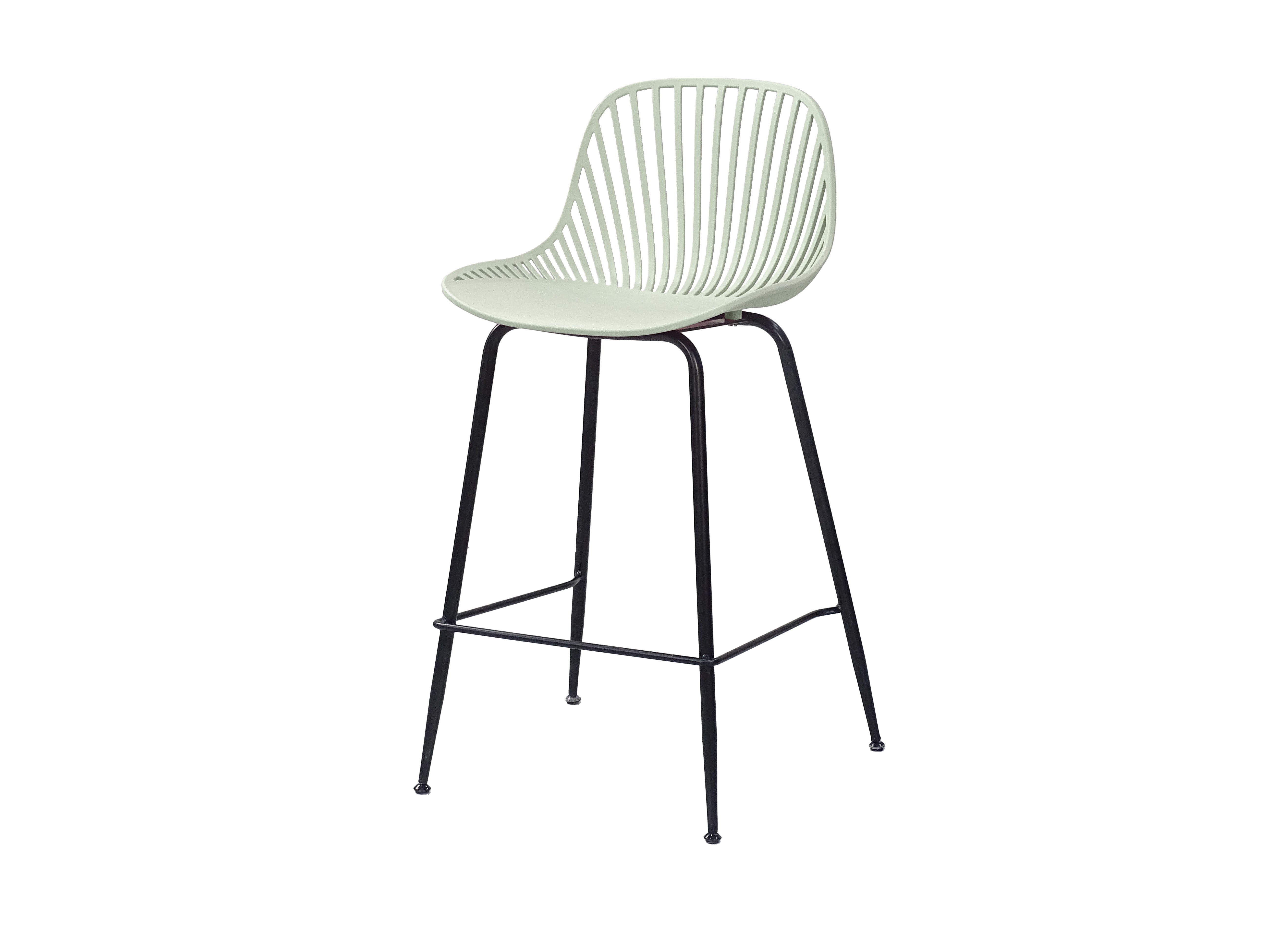 Slat-Back Polypropylene Bar Stool in Chalk White — PC-77