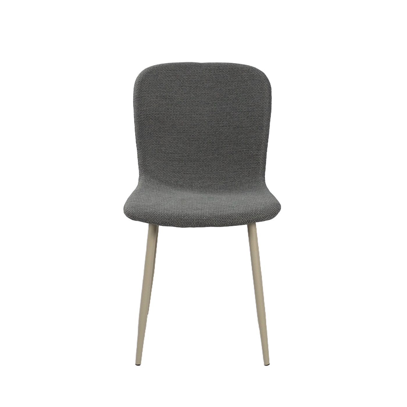 Shell back fully upholstered side chair in structured woven fabric with tapered powder-coated steel legs — GEYA Seating DC-1062