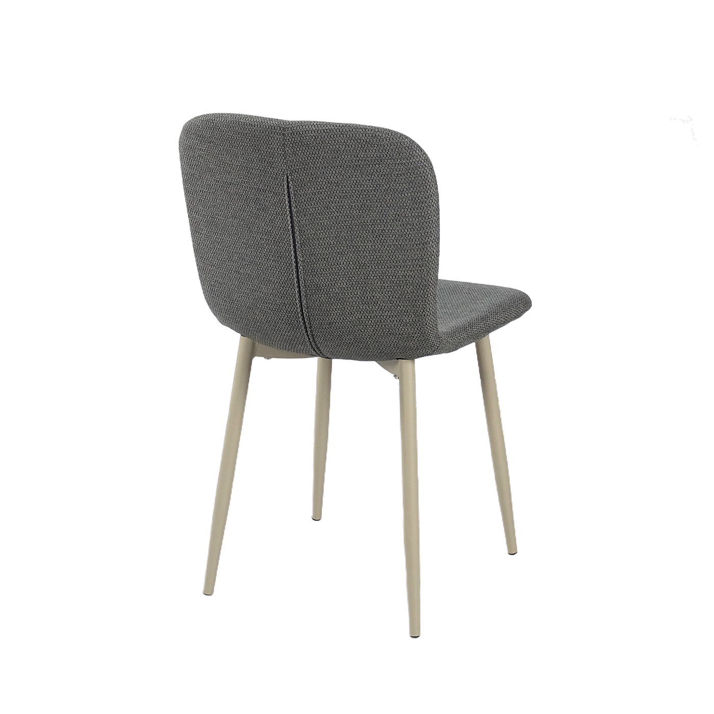 Fully upholstered shell side chair rear view — Ø25mm carbon steel 4-leg frame with matte powder coat finish