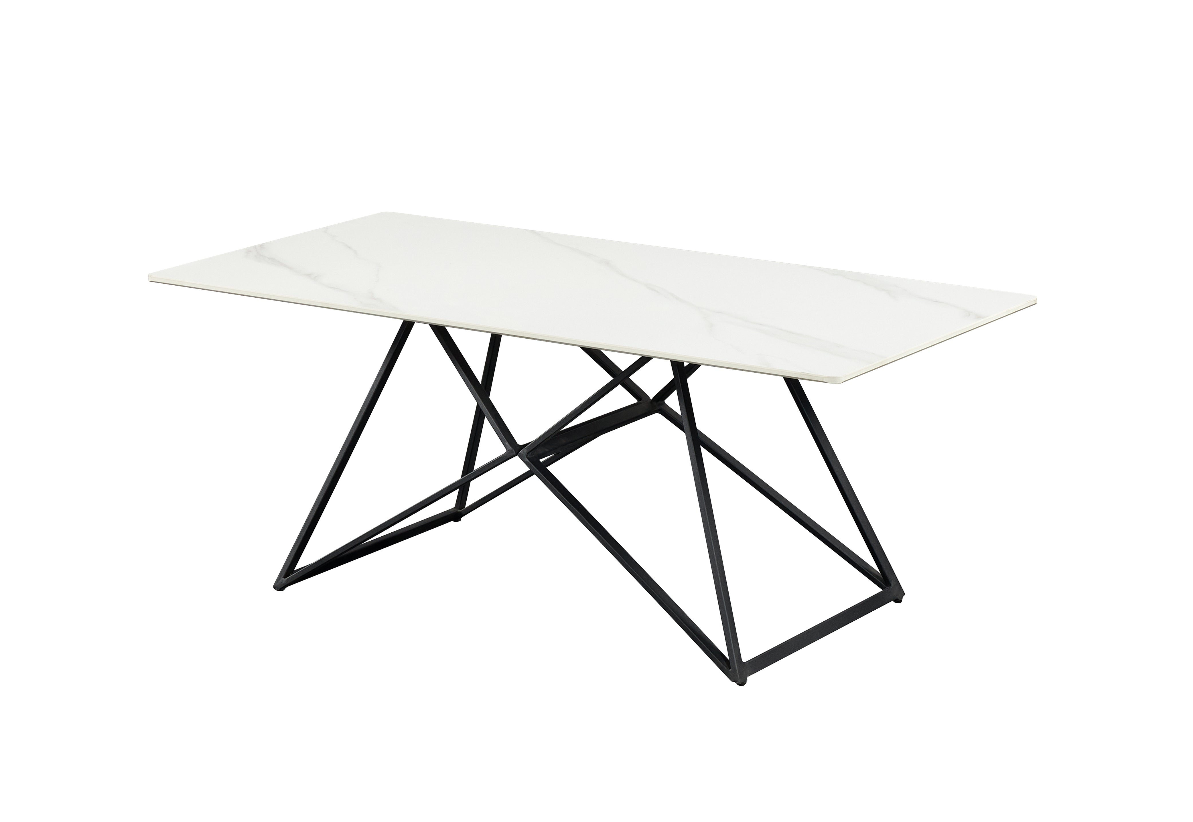 CT-37 Cross-Frame Coffee Table Base Front View — Geometric 10×20mm and 20×60mm Steel Tube Cross-Frame Structure, Matte Black Sand-Grain Powder Coat — GEYA Seating
