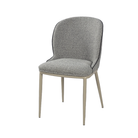 Soft Profile Dining Chair in grey COFFEE fabric with wraparound curved back, contrast PU piping, and tone-on-tone steel frame, model DC-3251.