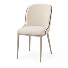 Soft Profile Dining Chair in ivory COFFEE fabric with softly curved backrest, black PU piping, and slim powder-coated steel legs, model DC-3251.