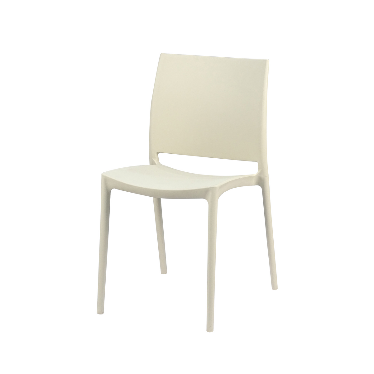 Solid-back polypropylene side chair in ivory with lower cutout slot for educational commons PC-100