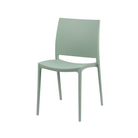 Solid-back polypropylene side chair in sage green with dished seat for modern café dining PC-100