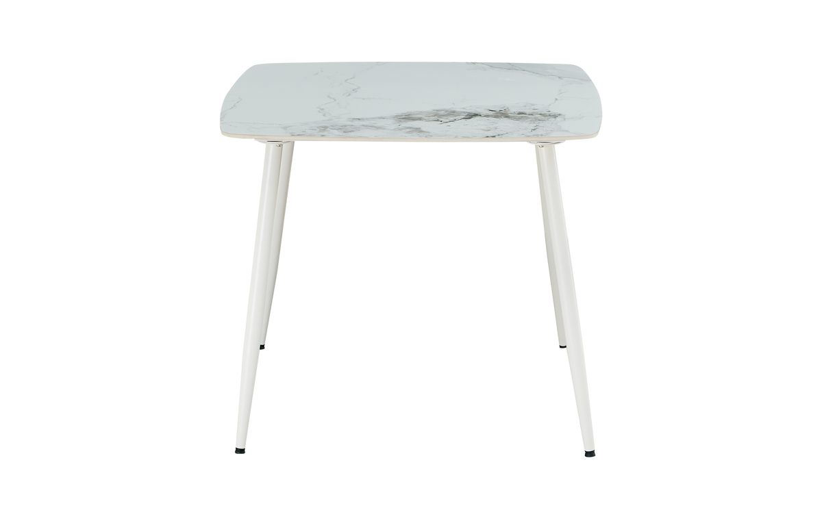 Front profile of square dining table showing 770 mm height and leg clearance, GEYA Seating T-123