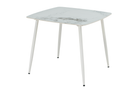 Square sintered stone dining table with curved edges and white tapered legs, GEYA Seating T-123