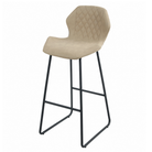 Round-tube steel bar stool with footrest in Linen for commercial bar counters BC-05-750
