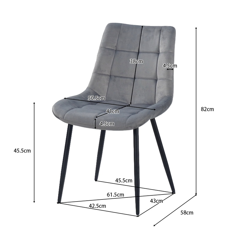 DC-3218 structured woven upholstered dining chair dimensions in Charcoal Grey