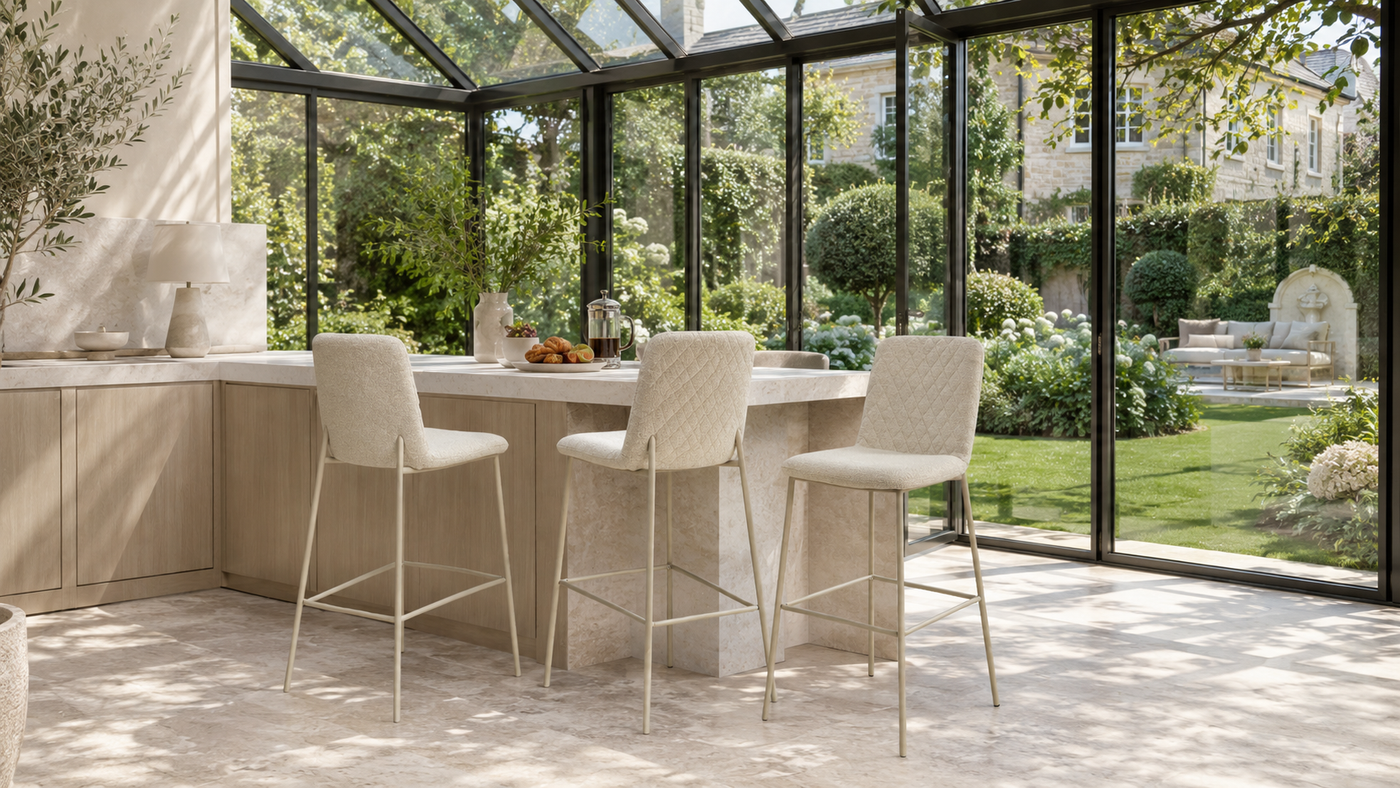 Upholstered Counter Stool for Sunlit Garden Breakfast Bar with [