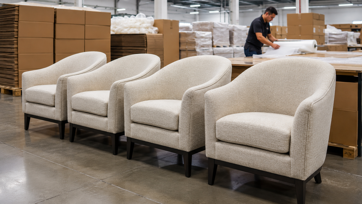 Quality inspection and export packing for upholstered accent chair production