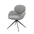 Charcoal grey mélange woven swivel armchair with pebble-shaped backrest and wraparound shell for hospitality and private dining — DC-5029

