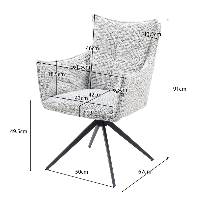 Swivel armchair dimensions: overall height 910mm, width 670mm, depth 615mm, seat height 495mm, seat depth 420mm, Warm Grey Melange bouclé, DC-5051