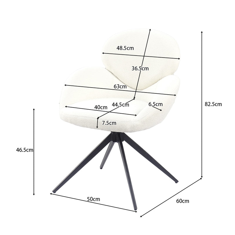 oval-back swivel armchair dimensions — 630W × 600D × 825H mm, 465 mm seat height, four-star steel base-DC-5029

