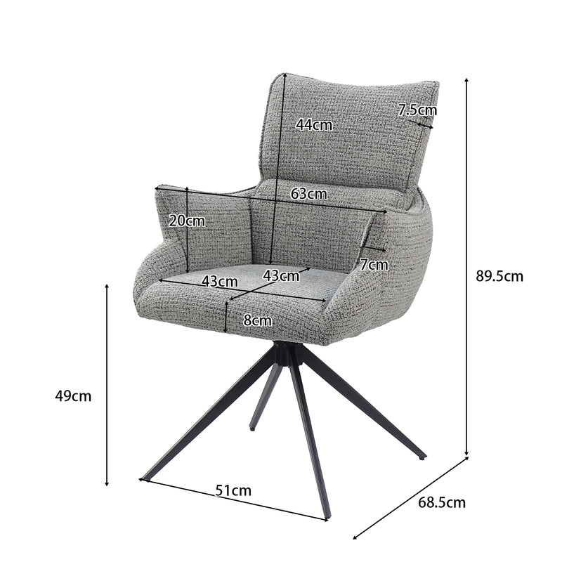 high-back winged swivel armchair dimensions — 685W × 630D × 895H mm, 490 mm seat height, four-star steel base-DC-5035 