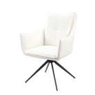 Wraparound high-back swivel armchair in Ivory Melange decorative bouclé with four-star tapered steel base, private office and residential study, DC-5051