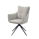 Wraparound high-back swivel armchair in Warm Grey Melange decorative bouclé with matt black four-star steel base, executive office setting, GEYA Seating DC-5051